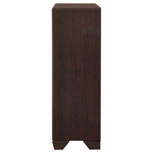 English Elm Hadfield Dark Cocoa 5-Drawer Chest with Tapered Legs, Spacious MDF Storage, Modern Dark Brown Finish B062P331055