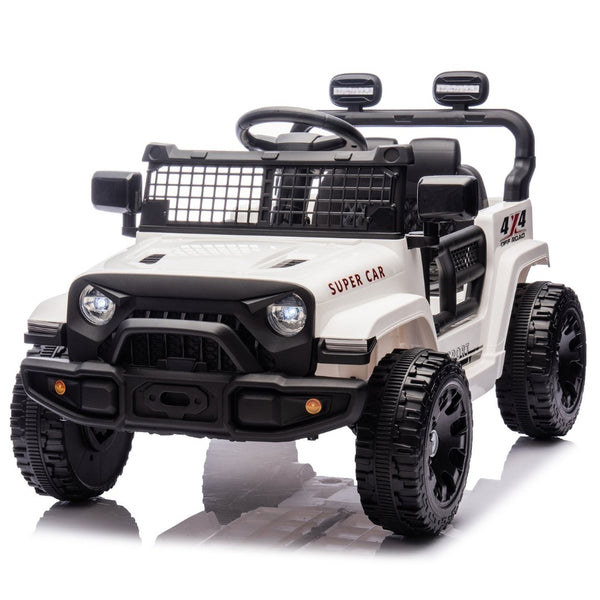 English Elm 24v Kids Ride on Car with Parental Remote Four Wheel Suspension Led Lights Bluetooth White W1578P235083