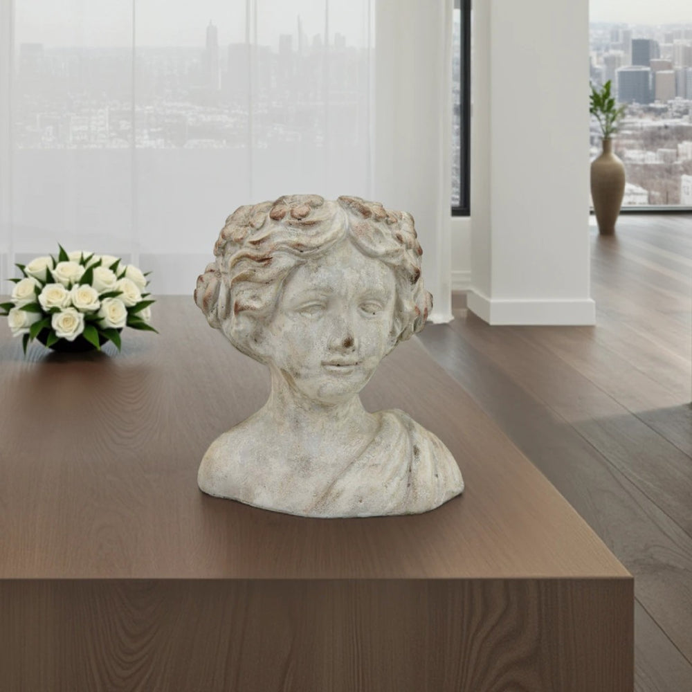 English Elm Accent Terracotta Female Bust Planter Italian Classical Sculpture for Shelf or Patio B056P412618