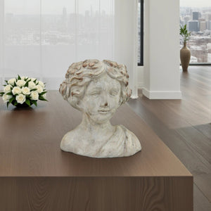 English Elm Accent Terracotta Female Bust Planter Italian Classical Sculpture for Shelf or Patio B056P412618