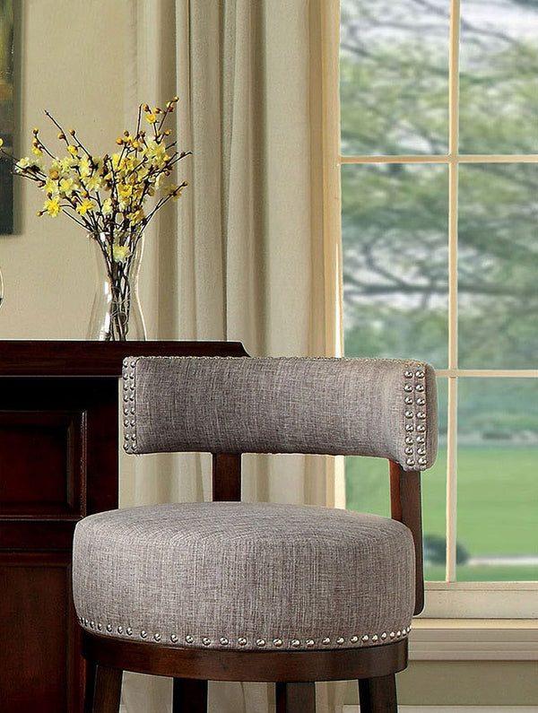 English Elm Bar Chairs 2Pc Set - Elegant Light Gray Fabric With Dark Wood Legs For Stylish Comfort & Support B2741P339267