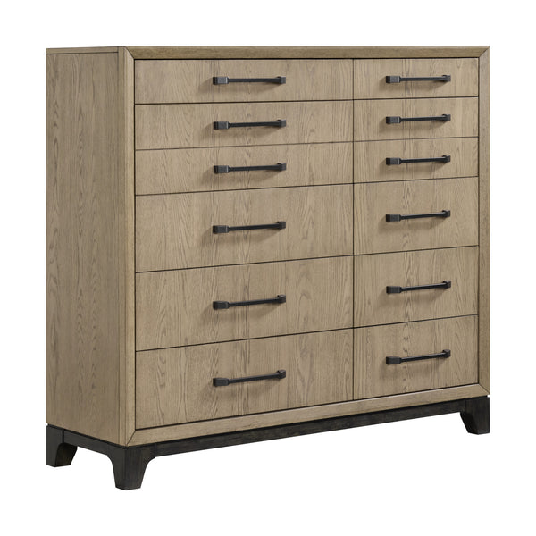 English Elm Wallace & Bay - Caramel Wood Master Chest with 10 Drawers, Felt-Lined Top, Rich Cocoa Finish, Durable 57.3"L x21.3"W B361P406172