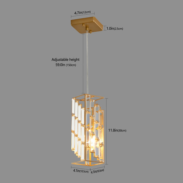 English Elm 4" Modern Crystal Pendant Light 3-Pack – Adjustable Hardwired Hanging Fixture with Prism Shades for Dining, Kitchen, Living Room Gold W2312P389947