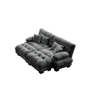 English Elm Cloud Chenille Sleeper Sofa - Modern 2-Seater With Pillows & Ottomans For Cozy Living Room Style W714S01018