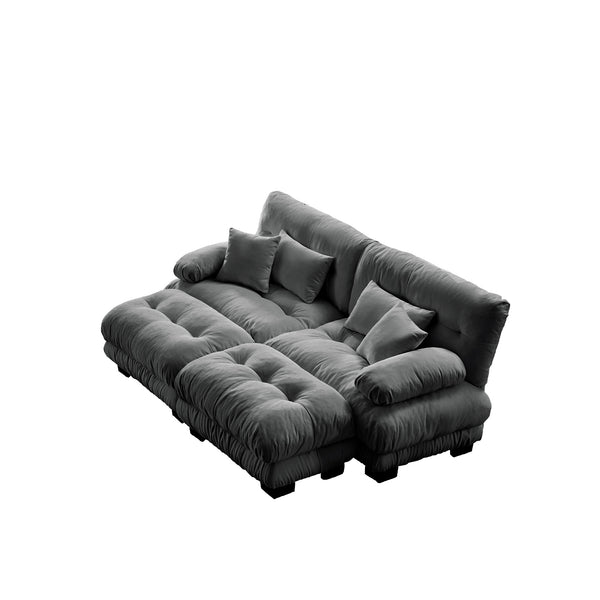 English Elm Cloud Chenille Sleeper Sofa - Modern 2-Seater With Pillows & Ottomans For Cozy Living Room Style W714S01018