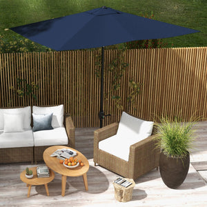 English Elm Outsunny 6.5' X 10' Market Umbrella - Stylish Blue Patio Shade With Crank & Adjustable Tilt Features W2225P200818-GIGA