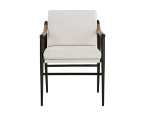 Sunpan Meadow Dining Armchair - Timeless Design with Moisture-Repellent Fabric and Sturdy Oak Armrests Heather Ivory Tweed
