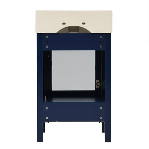 English Elm 20-Inch modern bathroom vanity with ceramic sink, soft-close door and ample storage for small spaces Blue WF324691AAC
