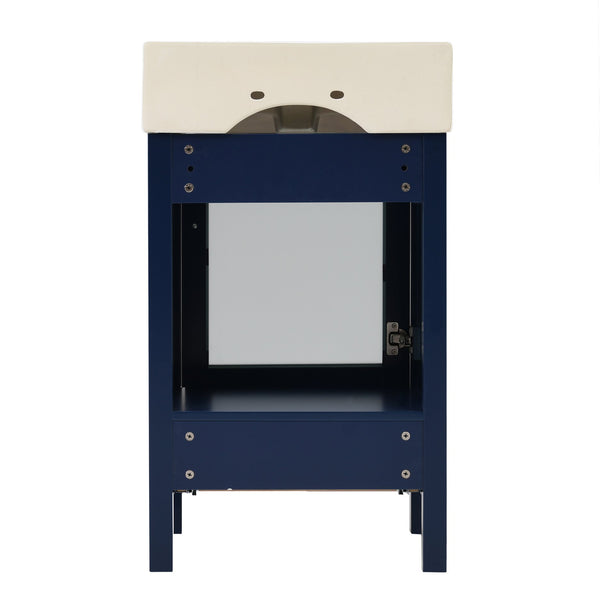 English Elm 20-Inch modern bathroom vanity with ceramic sink, soft-close door and ample storage for small spaces Blue WF324691AAC