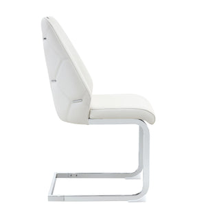 English Elm Dining Chairs Set Of 2 - Modern White Pu Leather With Gold Mesh, Chrome Handle, High Back Comfort W3493P359708