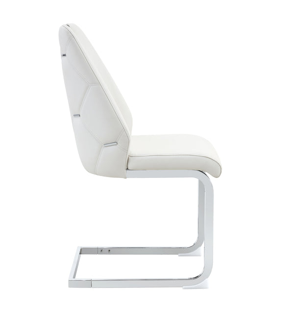 English Elm Dining Chairs Set Of 4 - Modern High-Back White Faux Leather With Gold Mesh And Chrome Accents W3493P356224