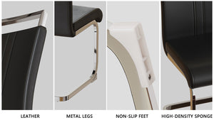 English Elm 63" Modern Cream Mdf Dining Table & 4 Armless Pu Chairs Set With Stylish Silver Legs For Home Dining W2189S00430