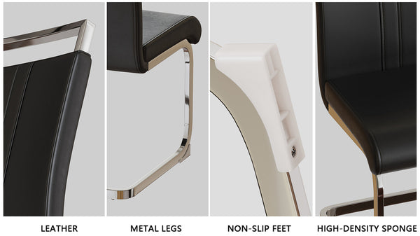 English Elm 63" Modern Cream Mdf Dining Table & 4 Armless Pu Chairs Set With Stylish Silver Legs For Home Dining W2189S00430