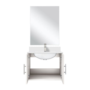 English Elm Glossy White Single-Sink Vanity Set With Cultured Marble Top, Frameless Mirror & Chrome Faucet Included B2731S01303
