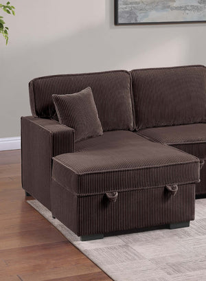 English Elm Chocolate Corduroy Sectional Sleeper Sofa with Dual Storage Chaises for Living Rooms Chocolate B011S02167