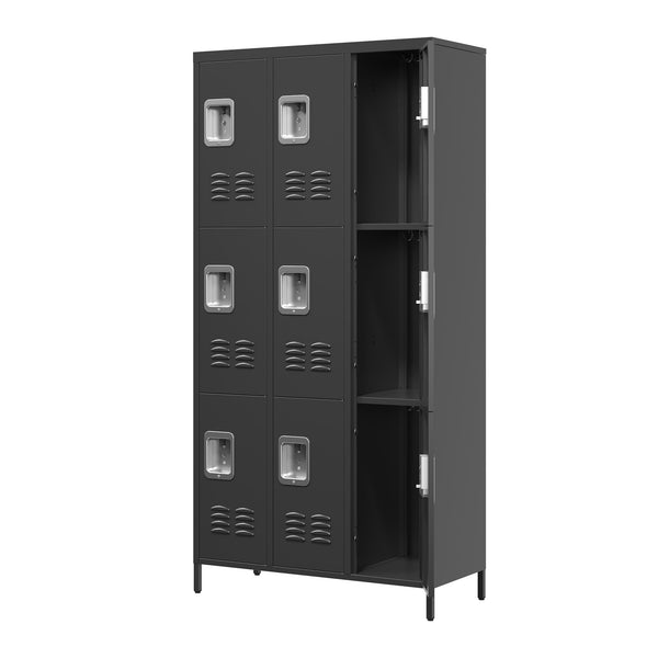 English Elm 9 72"H Metal Lockers 9-Door Steel Locking Locker Cabinet for Gym, School, Office, Home Storage, Gray T2398P282152