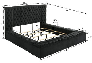 English Elm Modern Plush Tufted Headboard Queen Bed Frame with Concealed Storage, Luxurious Upholstery Centerpiece Black 40.5 L x 56.25 W x 9 H B2741S00043