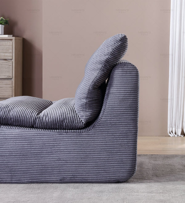 English Elm Single Sofa Chair Cozy Corduroy Compression Lounge Bean Bag with Plush Backrest for Relaxation Gray W3199P278599