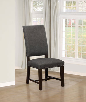 English Elm 2pc Parsons Dining Chairs Set Upholstered Armless Side Chairs with Nailhead Trim and Smoke Legs Warm Grey 44.1 L x 20.48 W x 18.71 H B011P311401
