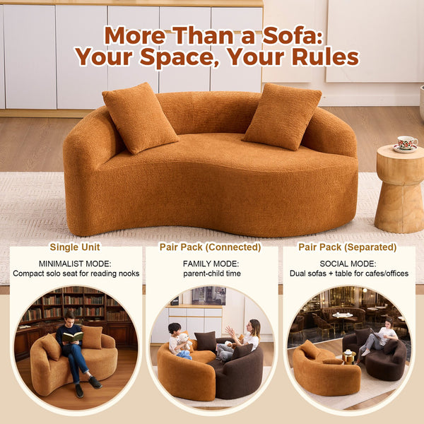 English Elm LY-042 Zen-Inspired S-Curved Dual-Depth Loveseat with Chenille Upholstery, Ready-to-Use Comfort Orange W2231P329720