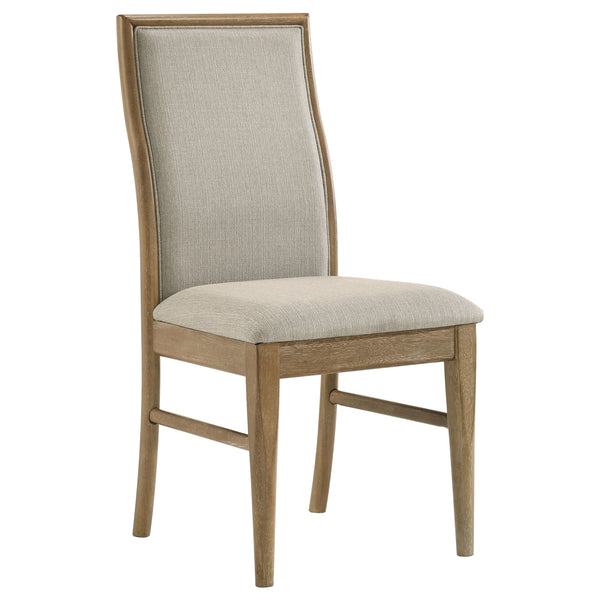 English Elm Dreydon Barley Upholstered Dining Side Chair Set of 2 — Distressed Light Brown Rubberwood Frame, Cozy Barley Fabric Back Support B062P374084