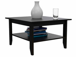 English Elm Coffee classic coffee table with sturdy four-leg frame and roomy lower shelf for storage or decor Black 35.82 L x 31.49 W x 3.54 H B097133149