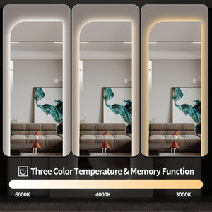 English Elm 65" Arch Full Length Wall Mirror with Dimmable Led Lighting for Bedroom or Entryway W2709P435572