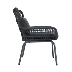 English Elm Christopher Knight Home® - SOUTHPORT Woven Rope Club Chair with Steel Frame, Water‑Resistant Cushions & Bohemian Outdoor Style Dark Gray 62329.00CGRY