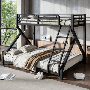 English Elm Twin Xl Over Queen Metal Bunk Bed Low Profile Steel Frame for Guest Rooms W5305S00032