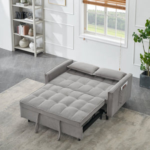 English Elm 54.30-inch Modern Two-Seat Sofa Bed with Pull-Out, Solid Wood Frame, Sponge Cushions, 500lb Capacity Gray W1658P176558