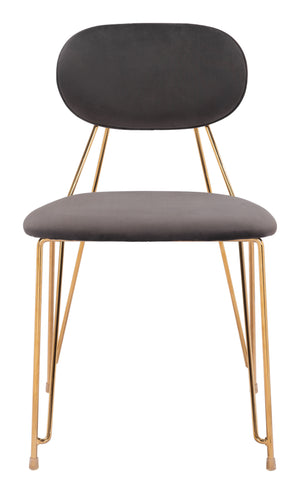 Georges Dining Chair - Set of 2 Gray & Gold 109661 Zuo Modern