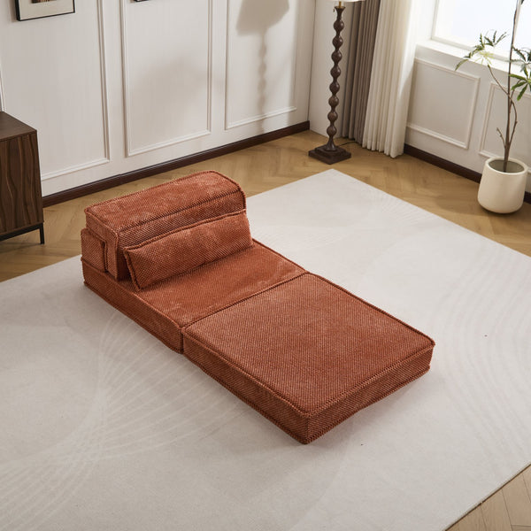 English Elm Compression Modular Sofa Bed - Cozy Orange Fleece, No Assembly, Versatile Design For Every Space! W3723P377145