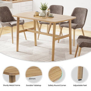 English Elm Dining Rectangular Wood Table for 4-6 with Sturdy Metal Frame, Rounded Corners, Easy Assembly, Durable Modern Dining Room Centerpiece Natural T3623P380091