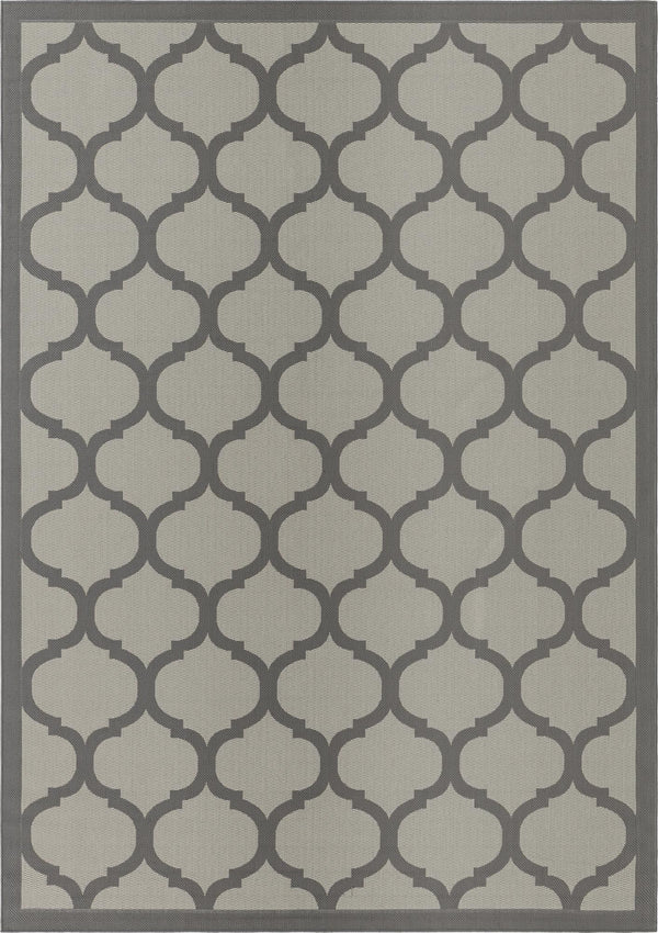 Unique Loom Outdoor Trellis Moroccan Machine Made Geometric Rug Gray, Silver 7' 10" x 11' 4"