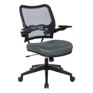 OSP Home Furnishings Deluxe Mesh Back Office Chair with Lumbar Support Synchro Tilt and Padded Arm Rests Grey 13-37N1P3-2M