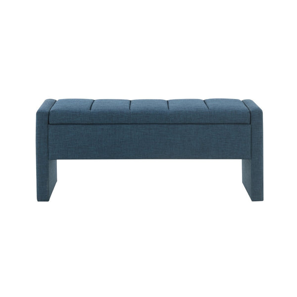 English Elm Modern Linen Upholstered Storage Bench Tufted Seat Organizer for Bedroom Entryway Navy Blue W2671P429583