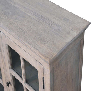 English Elm Solid Wood Stone-Wash Triple Glazed Cabinet – Handcrafted Mango Wood Display With Rustic Charm & Durability B182P279155-GIGA