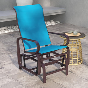 English Elm Outsunny Patio Glider Chair with Ergonomic Sling Seat and Durable Metal Frame for Backyard W2225P200759