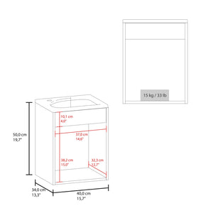 English Elm Bathroom Sleek Single-Door Vanity with Integrated Sink — Modern Minimalist Engineered Wood Storage, Durable & Eco-Friendly White 24.4 L x 20.4 W x 11.02 H B097P296812