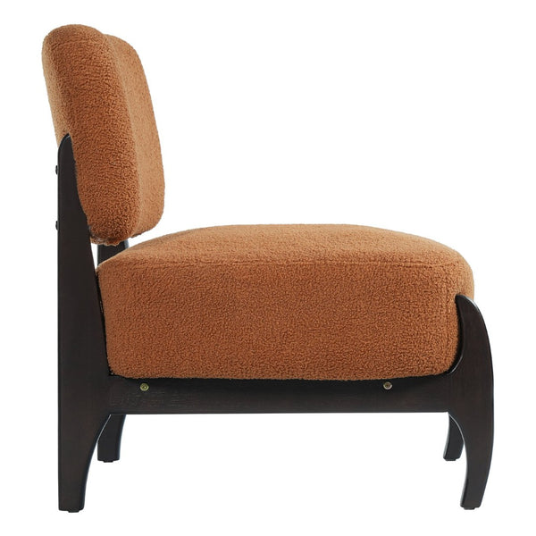 English Elm 26" Boucle Lounge Chair Solid Wood Frame Woven Texture Minimalist Seat for Any Room Orange N767P408732G