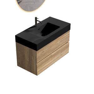 English Elm 36' Wall-Mounted Vanity with Oak & Walnut Grille, Soft-Closing Drawers, 20% More Storage, Eco-Friendly Finish W1865S00166