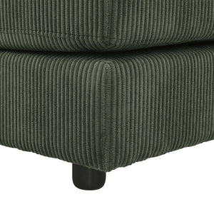 English Elm Reversible Corduroy Sectional with Ottoman Foam Cushions and Contrast Stitching Antique Green B343S00048