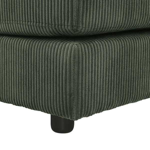 English Elm Reversible Corduroy Sectional with Ottoman Foam Cushions and Contrast Stitching Antique Green B343S00048