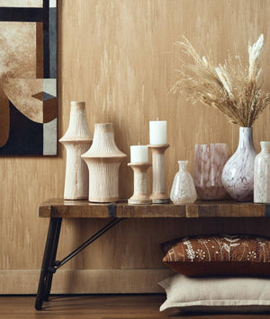 English Elm Brown Ecomix Pillar Candle Holder – Handcrafted Sustainable Decor For Elegant Home Lighting & Style B346P336889