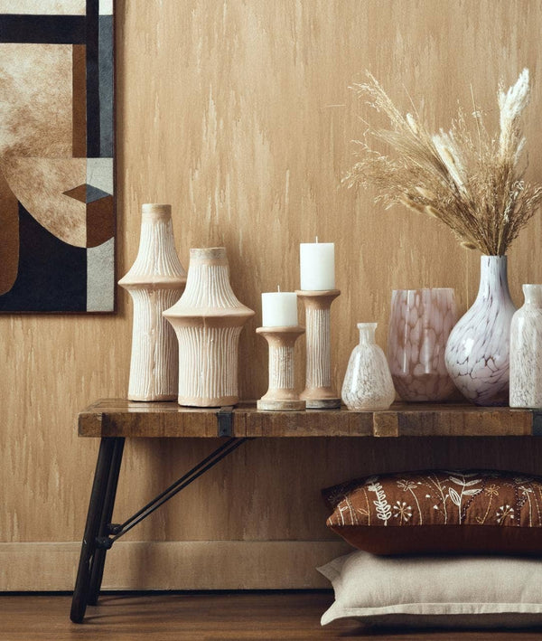 English Elm Brown Ecomix Pillar Candle Holder – Handcrafted Sustainable Decor For Elegant Home Lighting & Style B346P336889