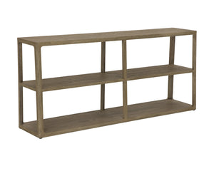 Sunpan Doncaster Low Bookcase - Modern Solid Oak Design in Smoke Grey, Perfect for Minimalist Spaces