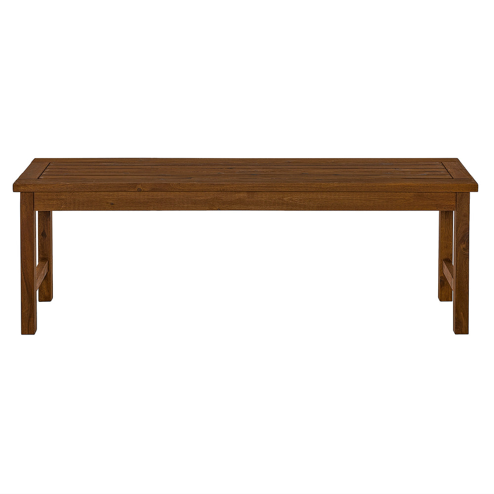 English Elm Walker Edison - Modern Acacia Slat-Top Patio Bench Dark Brown — Durable Outdoor Hardwood, Natural Grain, RTA, Teak Oil Care B185P169281