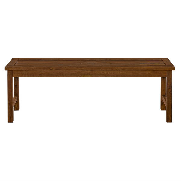 English Elm Walker Edison - Modern Acacia Slat-Top Patio Bench Dark Brown — Durable Outdoor Hardwood, Natural Grain, RTA, Teak Oil Care B185P169281