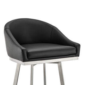 English Elm Eleanor Swivel Barstool Brushed Steel Frame with Faux Leather Seat for Kitchen Island B2736P464828
