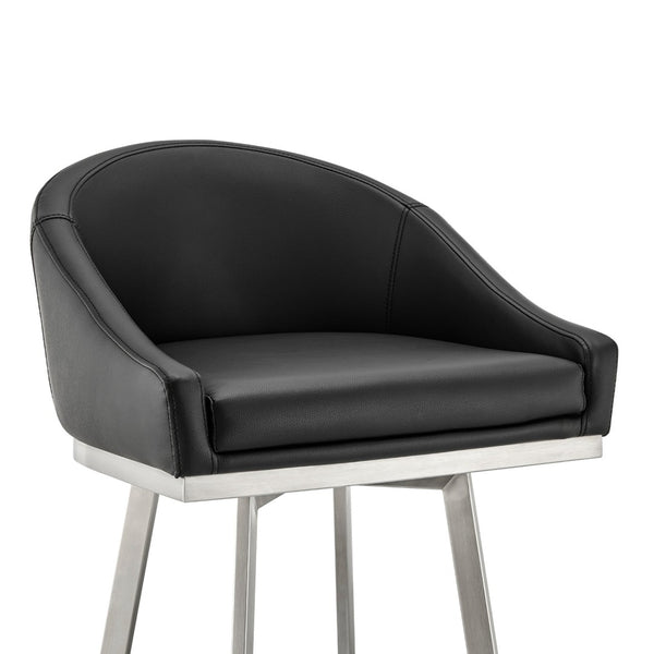 English Elm Eleanor Swivel Barstool Brushed Steel Frame with Faux Leather Seat for Kitchen Island B2736P464828